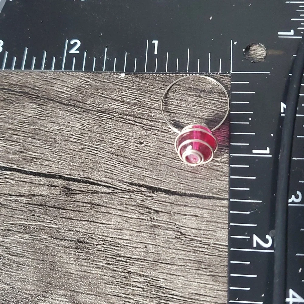Hot‎ Pink Deep Wire Wrapped Pendant P339
